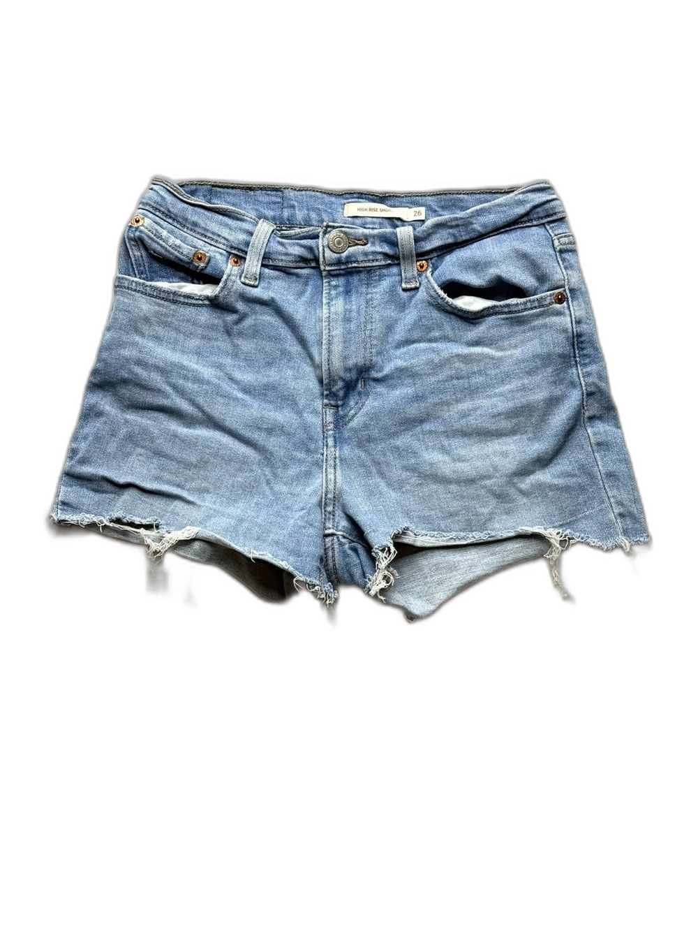 High-Rise Light Blue Denim Cutoff Shorts